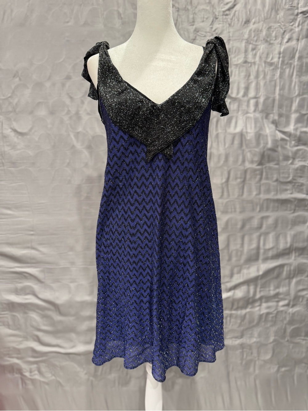 Missoni Navy Blue and Black Zigzag Knit Dress